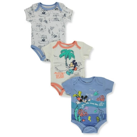Disney Mickey Mouse Baby Boys 3-Pack Bodysuits - blue/multi 6 - 9 months (Newborn)