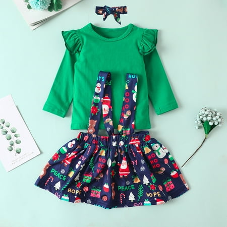 Augper Baby Girl Clothes Long Sleeve Fall Winter Clearance Toddler Kids Baby Girl Christmas Tops Santa Print Suspender Skirt Hairbands Set Green
Augper Baby Girl Clothes Long Sleeve Fall Winter Clearance Toddler Kids Baby Girl Christmas Tops Santa Print Suspender Skirt Hairbands Set Green