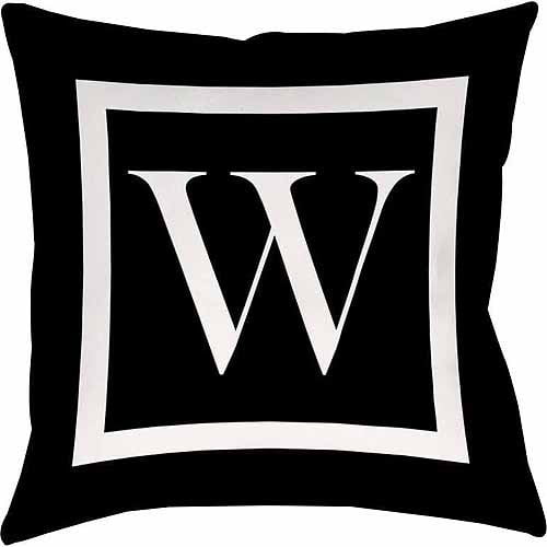 Thumbprintz Classic Block Monogram Decorative Pillow, Black