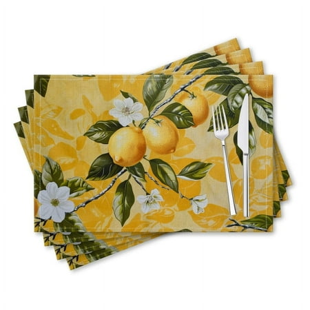 BaHomeck placemats Set of 4 rectangle Linen Cotton Placemats for Dining Table Washable Heat Resistant 18*12inch Yellow Background Featuring Lemons And White Flowers On Branches
BaHomeck placemats Set of 4 rectangle Linen Cotton Placemats for Dining Table Washable Heat Resistant 18*12inch Yellow Background Featuring Lemons And White Flowers On Branches