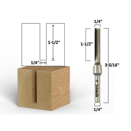 1/4 Diameter Solid Carbide Insert Straight Router Bit - 1/4 Shank - Yonico 14037q