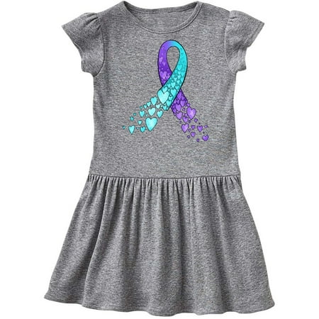 Inktastic Suicide Prevention Ribbon with Blue and Purple Hearts Gift Toddler Girl Dress