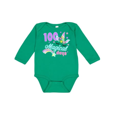 Inktastic 100 Magical Days with Unicorn Gift Baby Girl Long Sleeve Bodysuit