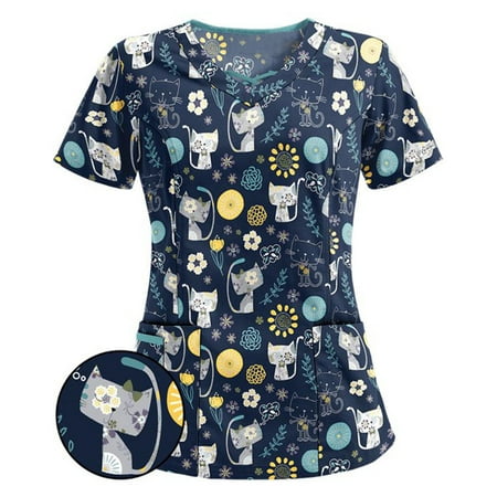 UMfun Women s Scrubs Top with Pocket V-Neck Cartoon Printed Casual Short Sleeve Working Uniform Top Nurses Tunic Uniform Clinic Carer V-Neck Protective Clothing Tops Black M
UMfun Women s Scrubs Top with Pocket V-Neck Cartoon Printed Casual Short Sleeve Working Uniform Top Nurses Tunic Uniform Clinic Carer V-Neck Protective Clothing Tops Black M