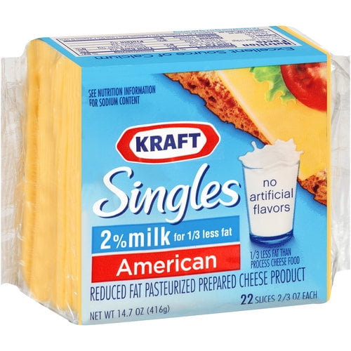 Kraft Singles American 2% Milk 22 Ct Cheese Slices, 14.7 Oz - Walmart.com