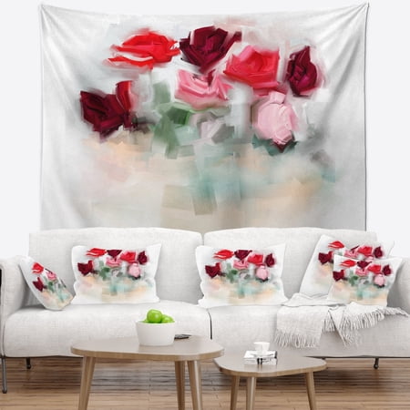 DESIGN ART Designart 'Rose Floral Watercolor Illustration' Animal Wall Tapestry