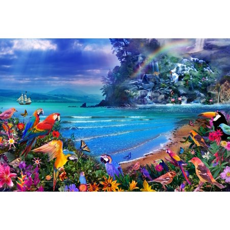 Bird Ocean Paradise Stretched Canvas - Alixandra Mullins (36 x 24)
