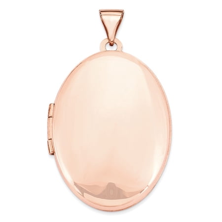 14k Rose Gold Polished 26mm Domed Oval Locket