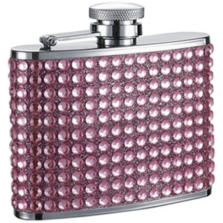 Kylie 4oz Pink Bling Stainless Steel Hip Flask