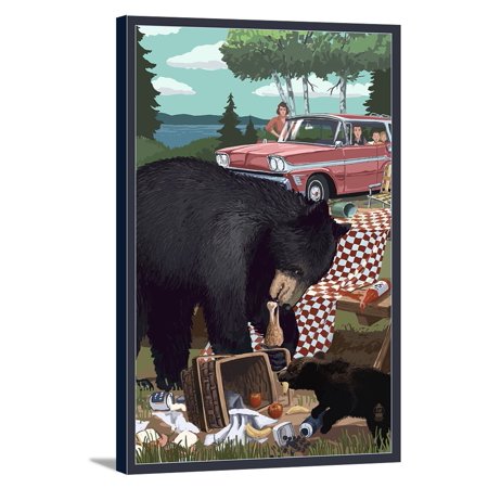 Bear & Picnic Scene - Lantern Press Artwork (12x18 Gallery Wrapped Stretched Canvas)