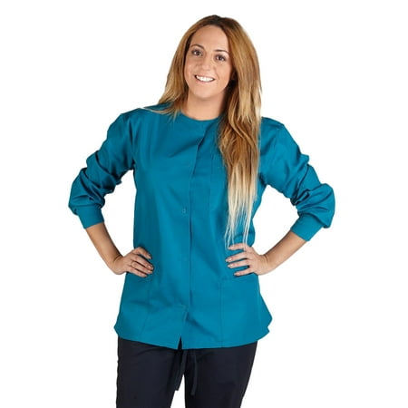 Women s Warm Up Medical Scrub Jacket (Teal 3X-Large)