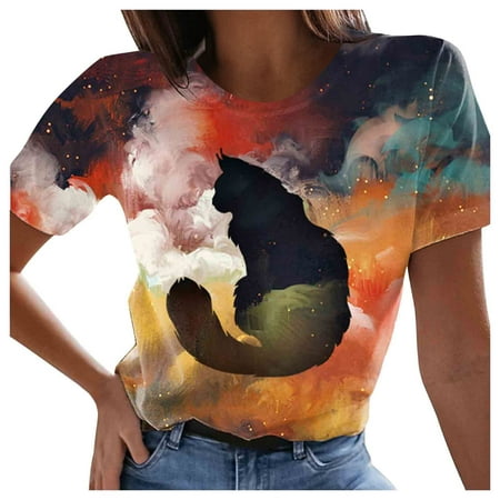 Blouses for Women Fashion Woman Causal Rounk Neck Printing Blouse Short Sleeve T-Shirt Summer Tops Corset Tops for Women Red L
Blouses for Women Fashion Woman Causal Rounk Neck Printing Blouse Short Sleeve T-Shirt Summer Tops Corset Tops for Women Red L