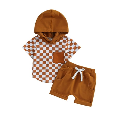 Bagilaanoe 2pcs Toddler Baby Boy Short Pants Set Checkerboard Print Short Sleeve Hooded Tops + Shorts 6M 12M 18M 24M 3T Kid Casual Summer Outfits
Bagilaanoe 2pcs Toddler Baby Boy Short Pants Set Checkerboard Print Short Sleeve Hooded Tops + Shorts 6M 12M 18M 24M 3T Kid Casual Summer Outfits