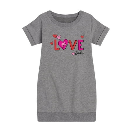 Barbie - Patterned Love - Toddler And Youth Girls Fleece Dress