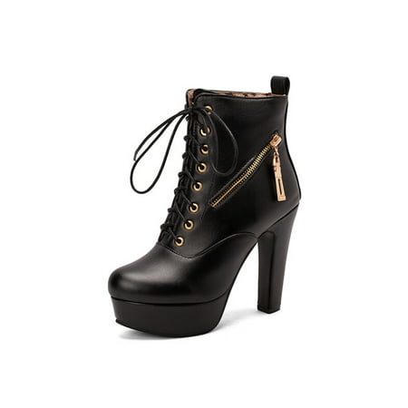 Ritualay Women Fashion High Heels Booties Sexy Lace Up Chunky Heeled Boot Work Wedding Pointed Toe Dress Bootie Black 5
Ritualay Women Fashion High Heels Booties Sexy Lace Up Chunky Heeled Boot Work Wedding Pointed Toe Dress Bootie Black 5