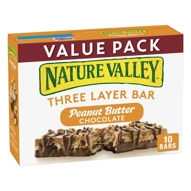 Nature Valley Three Layer Bar, Peanut Butter Chocolate, 10 Ct Value Pack, 13.8 Oz