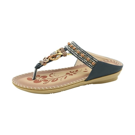 Kukoosong Womens Sandals Bohemian Flat Flower Rhinestone Sandals Outer Beach Flat Sandals for Women Blue 41
Kukoosong Womens Sandals Bohemian Flat Flower Rhinestone Sandals Outer Beach Flat Sandals for Women Blue 41