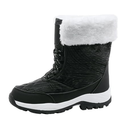 Womens Shoes Water Proof Flat Lace Up Keep Warm Snow Comfy Mid Shoes