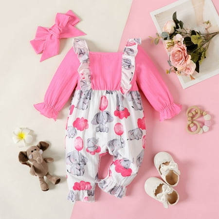 PatPat Infant Baby Girls 2pcs Ruffle Trim Jumpsuit with Headband Pink Elephant Print Long Sleeve Spliced Ribbed Romper Set Cute Girls Onesise Fall Outfit Clothes 0-18Month
PatPat Infant Baby Girls 2pcs Ruffle Trim Jumpsuit with Headband Pink Elephant Print Long Sleeve Spliced Ribbed Romper Set Cute Girls Onesise Fall Outfit Clothes 0-18Month