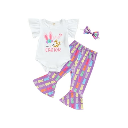 EYIIYE Baby Girl Easter Rabbit Print Short Sleeve Tops Romper Flare Long Pants with Head Band 3PCS Set 0-18 Months
EYIIYE Baby Girl Easter Rabbit Print Short Sleeve Tops Romper Flare Long Pants with Head Band 3PCS Set 0-18 Months
