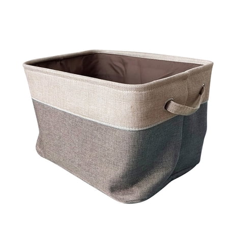 Cover-less Cotton Linen Storage Baskets Double-layer Storage Box Canvas Clothes Toy Car Storage Compartment Wine Red Large