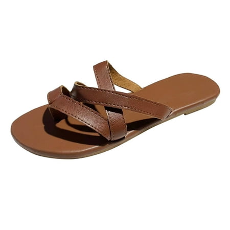 Cathalem Ladies Fashion Summer Solid Leather Lace Combination Clip Toe Flat Sandals Brown 40 
Cathalem Ladies Fashion Summer Solid Leather Lace Combination Clip Toe Flat Sandals Brown 40