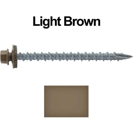 Jake Sales Brand 10 x 2-1/2 Metal Roofing Screws ~250 Screws - Hex Head - Typ 17 Tip - EPDM washer - LIGHT BROWN
Jake Sales Brand 10 x 2-1/2 Metal Roofing Screws ~250 Screws - Hex Head - Typ 17 Tip - EPDM washer - LIGHT BROWN