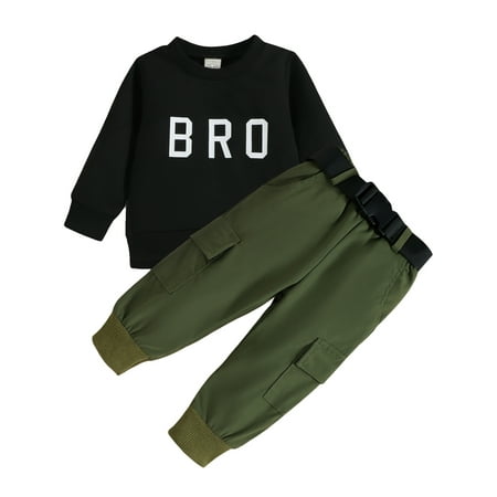 EYIIYE Baby Boys Spring Fall Sweatshirt 2PCS Outfits Letter Print Long Sleeve Pullover Tops + Solid Cargo Pants Set 3-24 Months
EYIIYE Baby Boys Spring Fall Sweatshirt 2PCS Outfits Letter Print Long Sleeve Pullover Tops + Solid Cargo Pants Set 3-24 Months