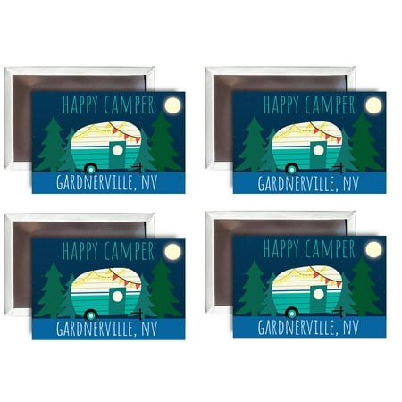 Gardnerville Nevada Souvenir 2x3-Inch Fridge Magnet Happy Camper Design 4-Pack