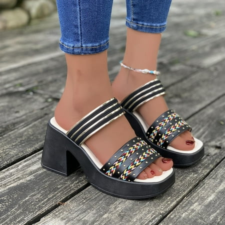 Lhked Josdec Womens Shoes Clearance Square Toe Slippers Thick Heels With Comfortable Beach Sandals
Lhked Josdec Womens Shoes Clearance Square Toe Slippers Thick Heels With Comfortable Beach Sandals