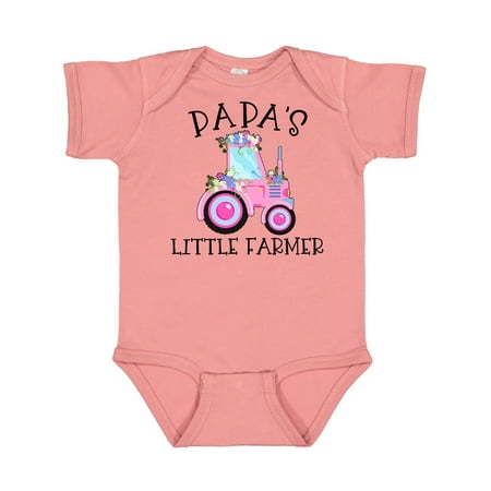 Inktastic Papa s Little Farmer- Pink Tractor and Flowers Gift Baby Boy or Baby Girl Bodysuit