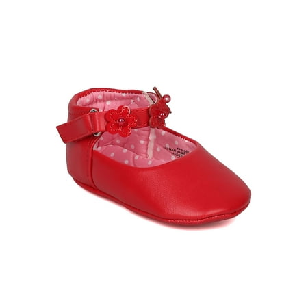 New Baby Girl aadi-060 Leatherette Daisy Ankle Strap Walker Bootie