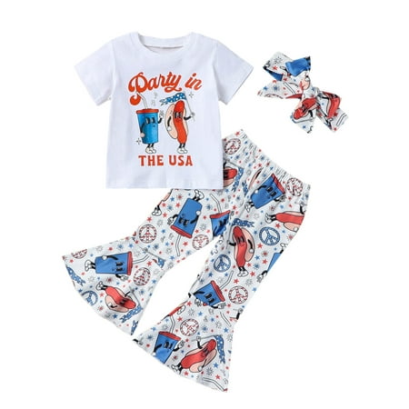 Blotona Toddle Girls 4th of July Pants Set 6M 12M 18M 24M 2T 3T Baby Girls Letters Print T-shirt with Sausage Drinks Print Flare Pants and Headband Summer Independence Day Clothes 6M-4T
Blotona Toddle Girls 4th of July Pants Set 6M 12M 18M 24M 2T 3T Baby Girls Letters Print T-shirt with Sausage Drinks Print Flare Pants and Headband Summer Independence Day Clothes 6M-4T