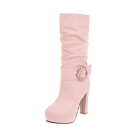 Egmy Women Shoes Fashion Solid Color Mid-Calf Round Toe High Heel Slip-On Knight Boots Pink 4.5(35)
Egmy Women Shoes Fashion Solid Color Mid-Calf Round Toe High Heel Slip-On Knight Boots Pink 4.5(35)