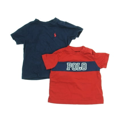 Pre-owned Ralph Lauren Boys Red | Blue T-Shirt size: 9 Months