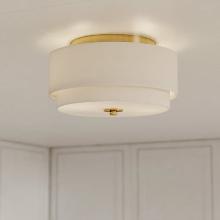 Burnaby 13-in W Matte Brass Mid-Century Modern Flush Mount Ceiling Light Fixture White Fabric Drum Shade
Burnaby 13-in W Matte Brass Mid-Century Modern Flush Mount Ceiling Light Fixture White Fabric Drum Shade