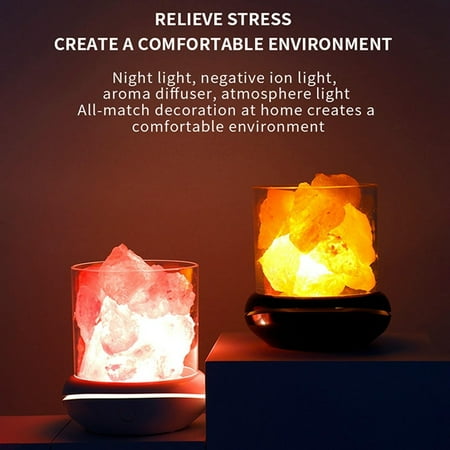 Diffuser Crystal Salt Stone Night Light Humidifier USB Oil Diffuser Humidifier for Car Home Black