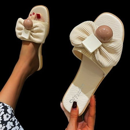 Summer New Style Sandals Bow Beach Casual Flat Bottomed Lady s Slippers