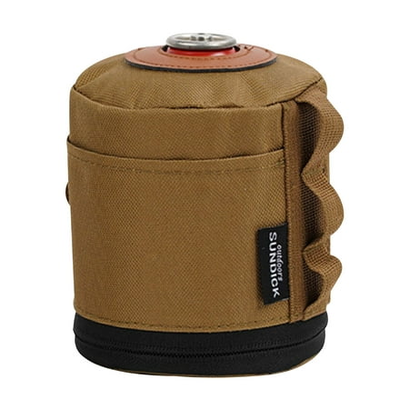 Mojoyce Gas Canister Cover Gas Tank Holder Storage Bag for Camping (Khaki L)