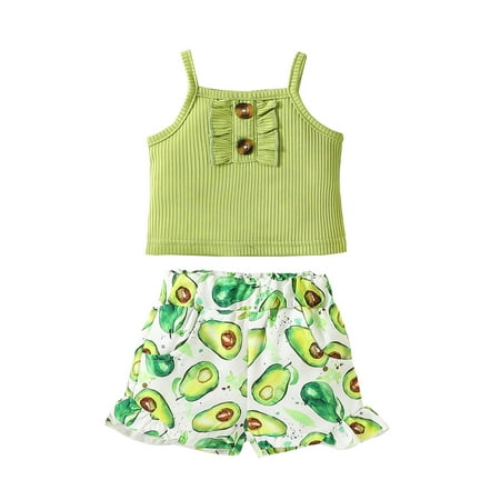 Jkerther Toddler Baby Girl Summer Outfits Infant Spaghetti Straps Camisole Tank Top Avocado Print Shorts 2Pcs Clothes Set
Jkerther Toddler Baby Girl Summer Outfits Infant Spaghetti Straps Camisole Tank Top Avocado Print Shorts 2Pcs Clothes Set