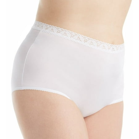 Women s Shadowline 17014P Plus Size Nylon Classics Brief Panty (White 11)