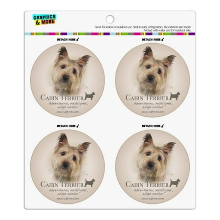 Cairn Terrier Dog Breed Refrigerator Fridge Locker Vinyl Circle Magnet Set