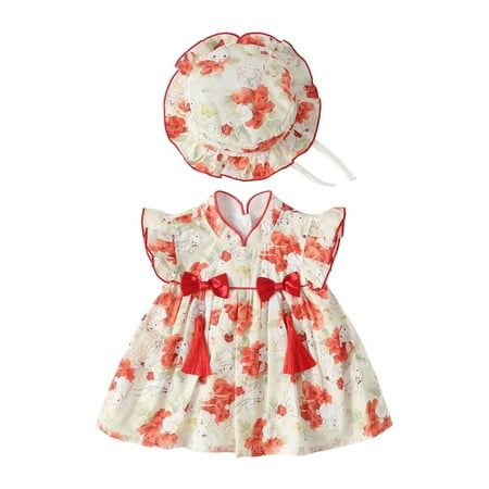 Summer Girl Romper Ruffle Fly Sleeve Cute Rabbit Print Baby Dress With Baby Cap
Summer Girl Romper Ruffle Fly Sleeve Cute Rabbit Print Baby Dress With Baby Cap