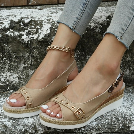 XIAQUJ Ladies Fashion Solid Color Canvas Open Toe Belt Buckle Decorative Thick Sole Slope Heel Sandals Sandals for Women Beige 7(38)
XIAQUJ Ladies Fashion Solid Color Canvas Open Toe Belt Buckle Decorative Thick Sole Slope Heel Sandals Sandals for Women Beige 7(38)