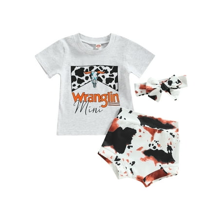 Western Baby Girl Summer Clothes Cowgirl Short Sleeve T Shirts Retro Boho Cow Print Bloomers Shorts Toddlers Outfit
Western Baby Girl Summer Clothes Cowgirl Short Sleeve T Shirts Retro Boho Cow Print Bloomers Shorts Toddlers Outfit