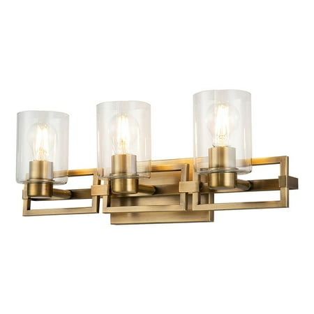 Lucas McKearn Estes 3-light Metal Bath Vanity Light in Aged Brass