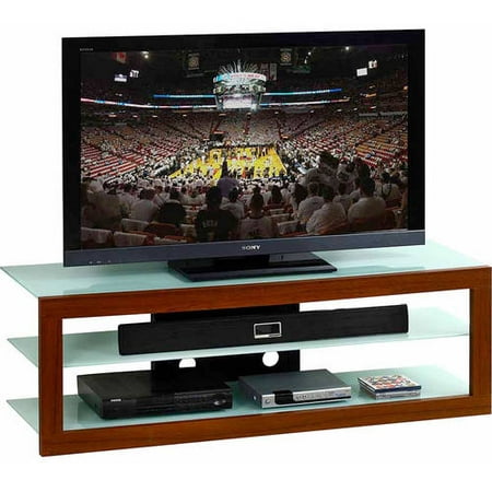 Techni Mobili Frosted Glass and Mahogany TV Stand for LCD TVs up to 65