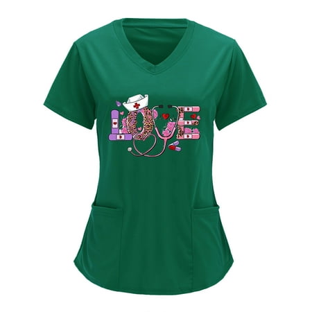 Women Scrubs Top Working Uniform Nurses Clothing Workwear Casual V-Neck Leisure Printed Short Sleeve Summer Working Shirt Top
Women Scrubs Top Working Uniform Nurses Clothing Workwear Casual V-Neck Leisure Printed Short Sleeve Summer Working Shirt Top