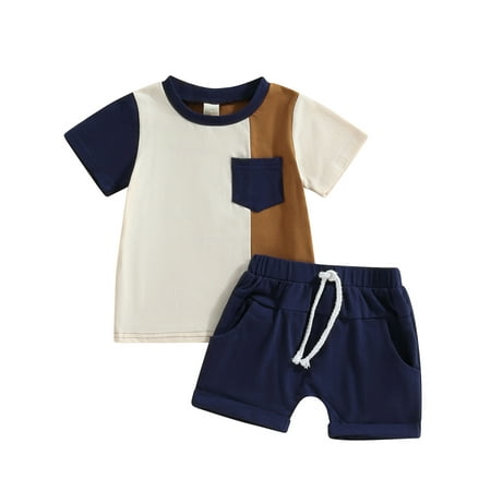 Musuos 2Pcs Baby Boys Summer Contrast Color Pocket T-Shirt Top Elastic Waist Shorts
Musuos 2Pcs Baby Boys Summer Contrast Color Pocket T-Shirt Top Elastic Waist Shorts