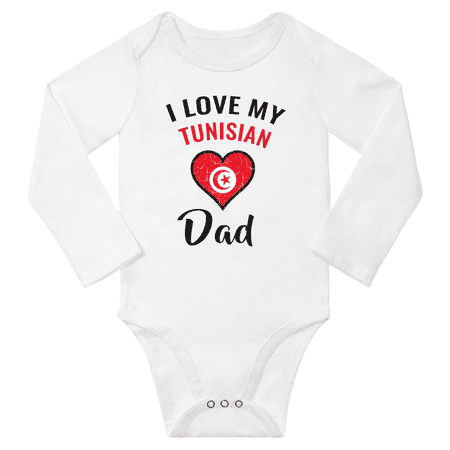 I Love My Tunisian Dad Baby Long Slevve Bodysuit (White 12-18 Months)